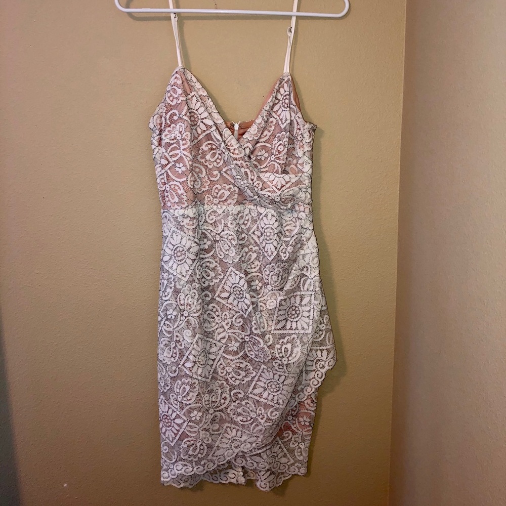 Lush Ivory Lace Spaghetti Strap Dress